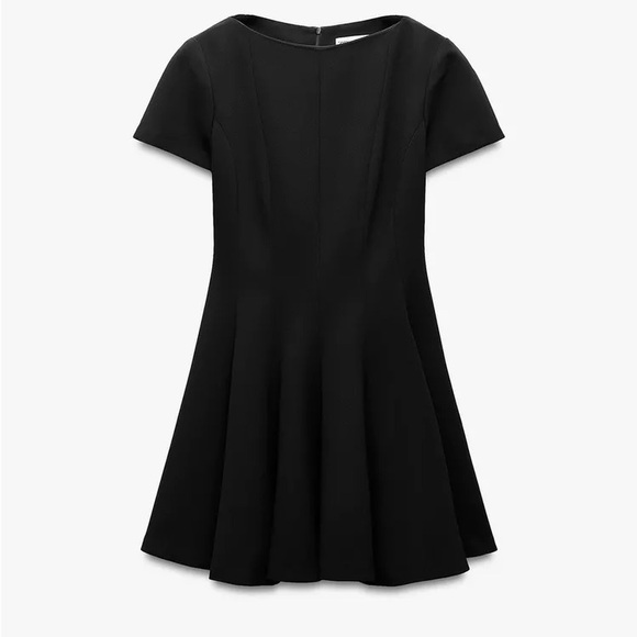 Black Fit and Flare Mini Dress for Night Out - GODET MINI DRESS - Picture 2 of 5